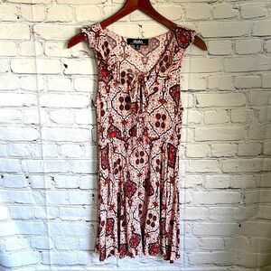 LuLu's Pink, Brown & White Sleeveless Gauze Dress Size S